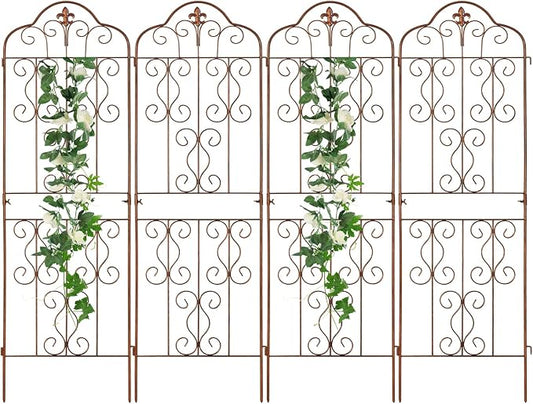 hogardeck 4 Packs 60 * 18 inch Metal Garden Trellis for Climbing Plants Outdoor,Heavy Duty,Gold Coating Rustproof Trellis for Rose, Vegetable, Flowers, Expandable,Perfect for Training Climbing Plants