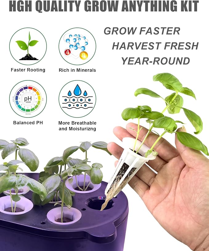 167 Pcs Hydroponic Seed Pods Kit Supplies for Aerogarden Pods,60 Grow Sponges,15 Grow Baskets,15 Grow Domes,60 Pod Labels,15 Labels,2 A&B Plant Food - Hydroponic Supplies Compatible with Most Brands