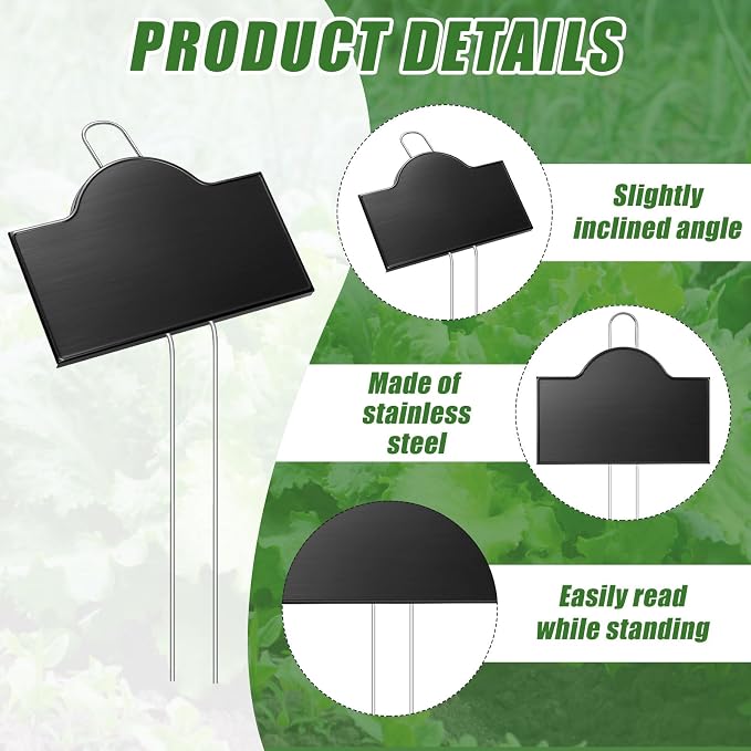 Landhoow 12 Pack Extra Large Metal Plant Labels 6" x 4" with 11'' Stake Stainless Steel Garden Markers Waterproof Memorial Plaques Weatherproof Plant Sign for Vegetable Herb Flower Greenhouse Outdoor