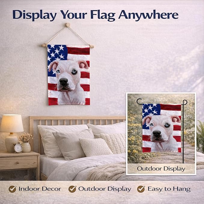Caroline's Treasures CK6555GF Guatemalan Dogo Dog American Flag Garden Flag Mailbox Flag Decorative Yard Flag Banner Outside Patio Artwork Yard Flower Beds, Garden Size, Multicolor