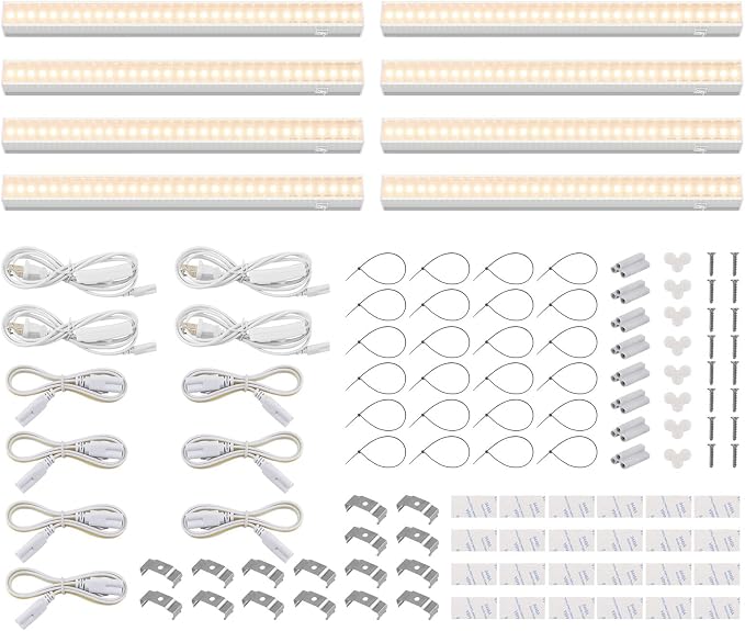 Barrina T5 Grow Lights, Grow Light Strip for Indoor Plants, 1ft Plant Lights for Indoor Growing, Full Spectrum LED Grow Light, Individual Switch, Linkable, Plug and Play, Yellow, 8-Pack