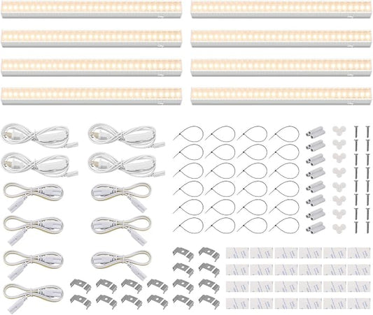 Barrina T5 Grow Lights, Grow Light Strip for Indoor Plants, 1ft Plant Lights for Indoor Growing, Full Spectrum LED Grow Light, Individual Switch, Linkable, Plug and Play, Yellow, 8-Pack