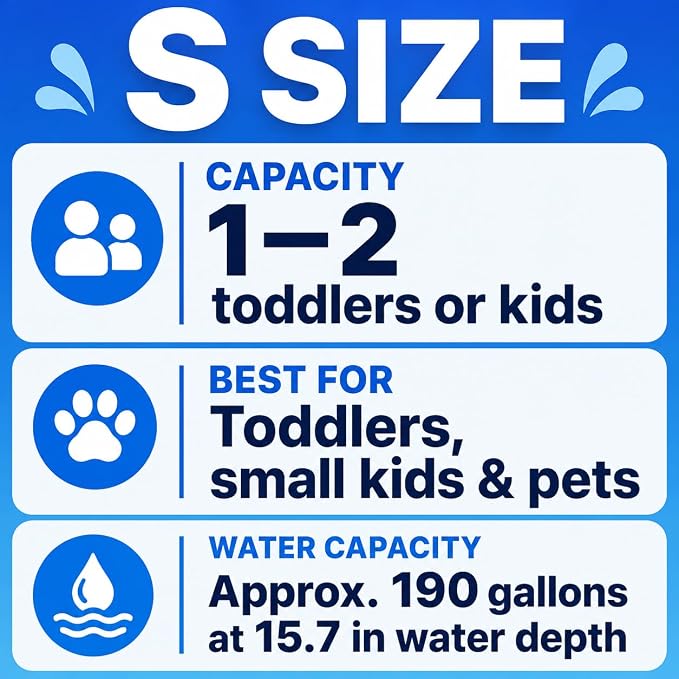 Japard Foldable Non-Inflatable Pool Small 61" Above Ground Kids Indigo | 61" x 46" x 18" Kiddie Family Swimming Hard Plastic Baby Toddler Deep for Backyard Rectangle No Hassle Blue
