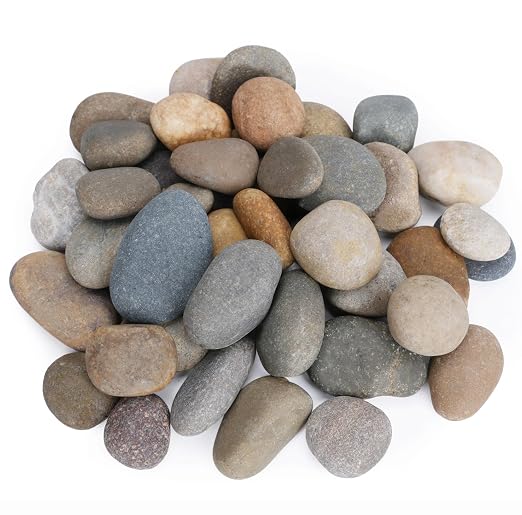 Pulovin 5 lbs River Rocks for Landscaping, 1"-2" Decorative Garden Stones for Plants, Flower Pots, Vase, Walkways, Yard, Natural Rocks for Aquarium, Fish Tank