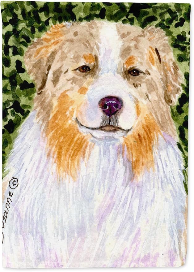 Caroline's Treasures SS8733GF Australian Shepherd Garden Flag Mailbox Flag Decorative Yard Flag Banner Outside Patio Artwork Yard Flower Beds, Garden Size, Multicolor