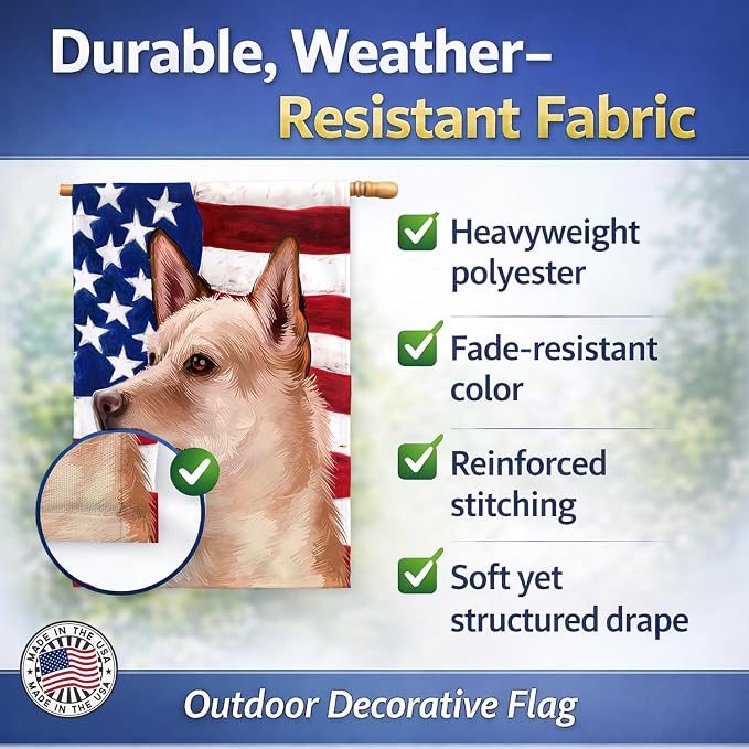 Caroline's Treasures CK6472CHF Canaan Dog American Flag House Flag Large Porch Sleeve Pole Decorative Outside Yard Banner Artwork Wall Hanging, Polyester, House Size, Multicolor