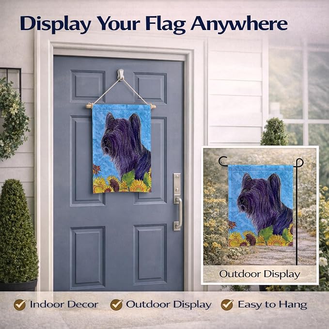 Caroline's Treasures SS4232GF Skye Terrier in Summer Flowers Garden Flag Mailbox Flag Decorative Yard Flag Banner Outside Patio Artwork Yard Flower Beds, Garden Size, Multicolor