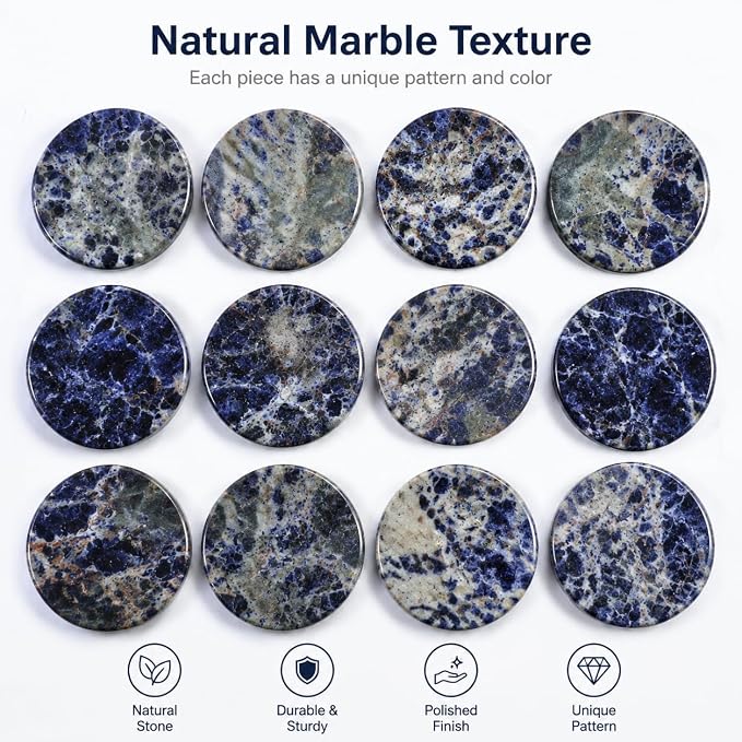 Koville Marble Jewelry Dish, Small Round Trinket Dish for Ring Necklace Earring, 4" Decorative Dish, Natural Stone Soap Dish for Bathroom Kitchen