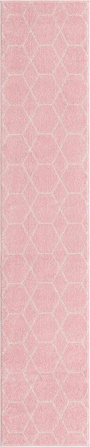 Unique Loom Trellis Frieze Collection Area Rug - Geometric (2' x 10' Runner, Light Pink/ Ivory)