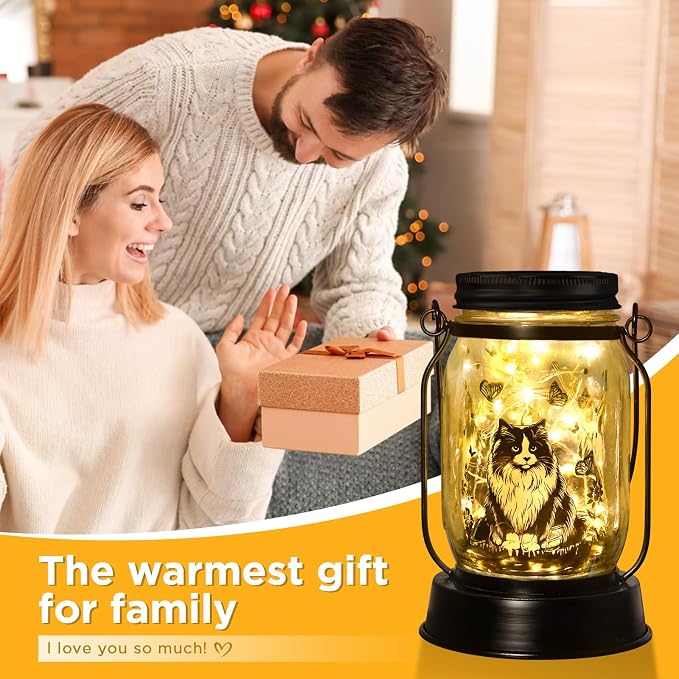 Birman Cat Gifts for Women/Men Birman Cat Solar Lanterns Gifts for Grandma Women Mom Sister, Pet Lovers Lantern Pet loss Memorial Light, Solar Garden Decoration Outside for Yard, Patio,Backyard,Porch