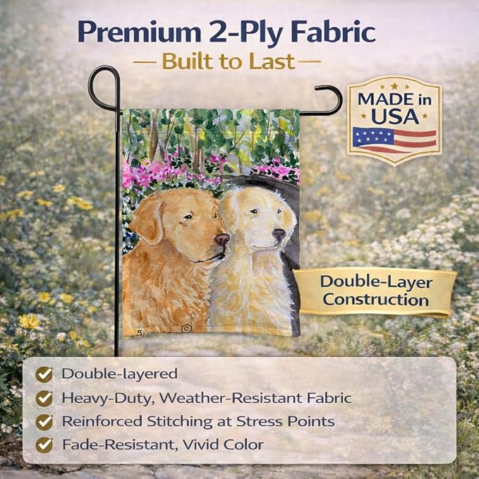 Caroline's Treasures SS8974GF Golden Retriever Garden Flag Mailbox Flag Decorative Yard Flag Banner Outside Patio Artwork Yard Flower Beds, Garden Size, Multicolor