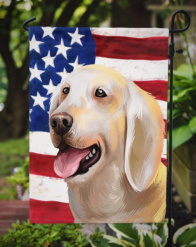 Caroline's Treasures CK6435GF Billy Dog American Flag Garden Flag Mailbox Flag Decorative Yard Flag Banner Outside Patio Artwork Yard Flower Beds, Garden Size, Multicolor