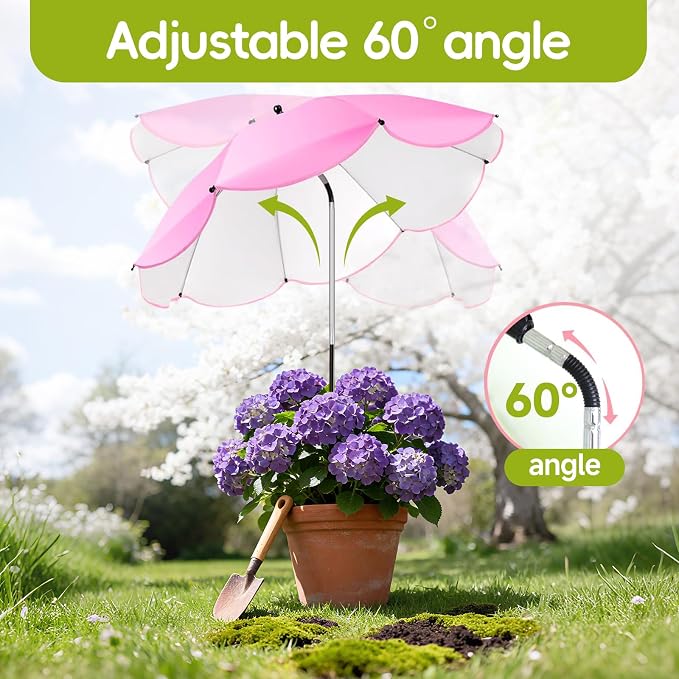 4 Pack Plant Shade Umbrellas for Outdoor Plants,23.6" Garden Umbrella Sun Shade for Garden Beds Potted Plants, Adjustable Angle Plant Shade Cover Umbrellas