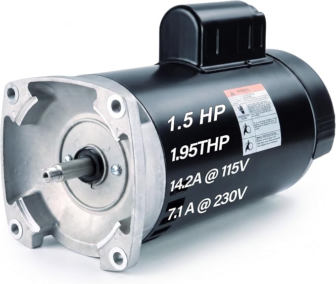 1.5 HP Single Speed Pool Pump Replacement Motor, Compatible with A.O. Smith Century B2854 B854, 115/230V, 3450 RPM, 56Y Square Flange, ODP, 1.3 Service Factor