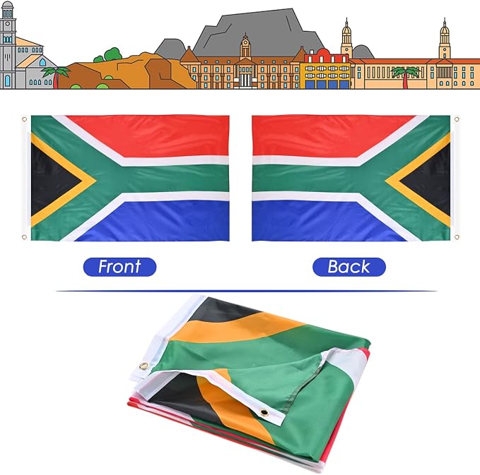 AhfuLife South African Flag 3x5 Ft, Large South Africa Flags for Outside - Double Side with Brass Eyelets for Olympic Party Decorations, Bar Garden Street Decoration Indoor Outdoor