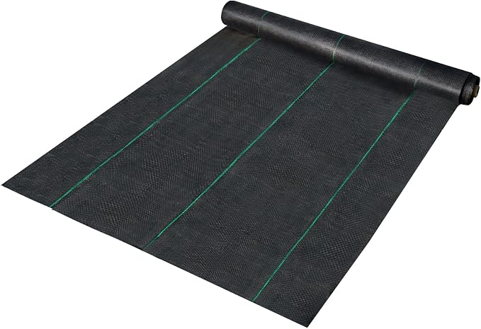 Happybuy 6x300ft Premium Weed Barrier Landscape Fabric Heavy Duty 2.4OZ, Woven Weed Control Fabric, High Permeability Good for Flower Bed, Geotextile Fabric Underlayment, Driveway Fabric Ground Cover | Durable PP Fabric,Weed Control & Soil Improve