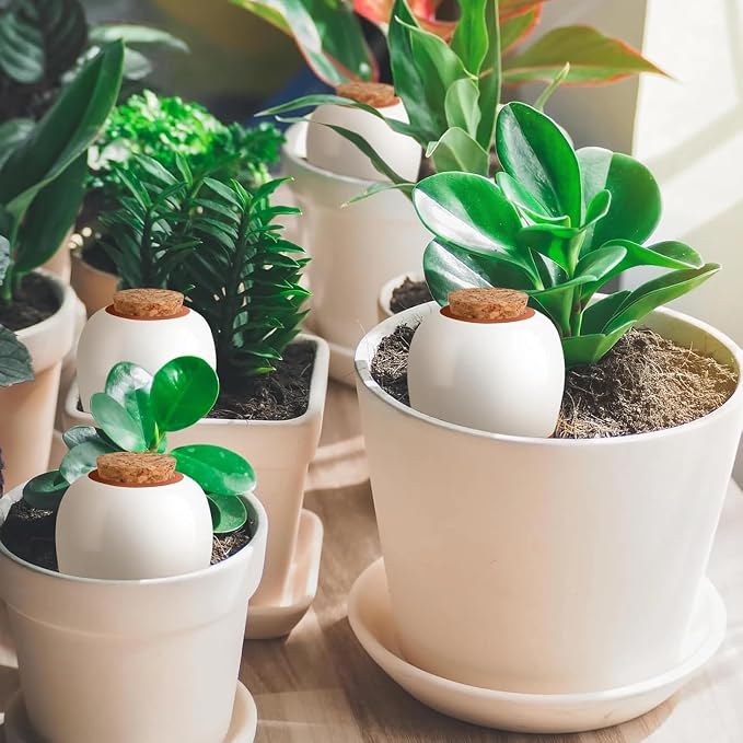 4 Pack Terracotta Watering Spikes, Plant Watering Devices Wine Bottle Automatic Plant Self Watering Spikes for Vacations, Clay Self-Watering Stakes for Indoor Outdoor Plants