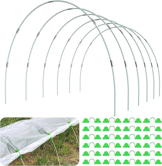 Greenhouse Hoops for Raised Beds, 36pcs Fiberglass Garden Hoops Grow Tunnel | 8FT Flexible Fiberglass, Rust-Free Design, 24 Clips, Hoops for Garden Netting Row Cover and Shade Cloth, DIY Plant Support