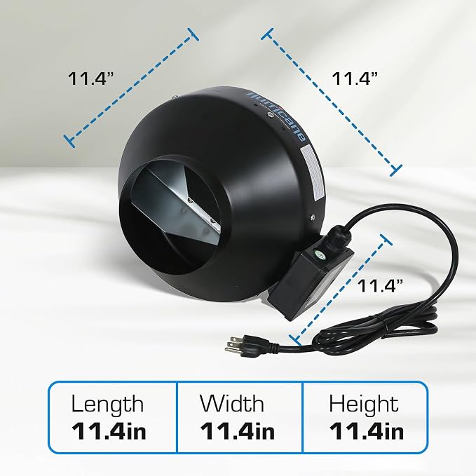 Hurricane Commercial Grade Inline Fan for Phresh & Black Ops Carbon Filters, Ideal-Air Ducting and Clamps and Titan Controls Ventilation Controllers