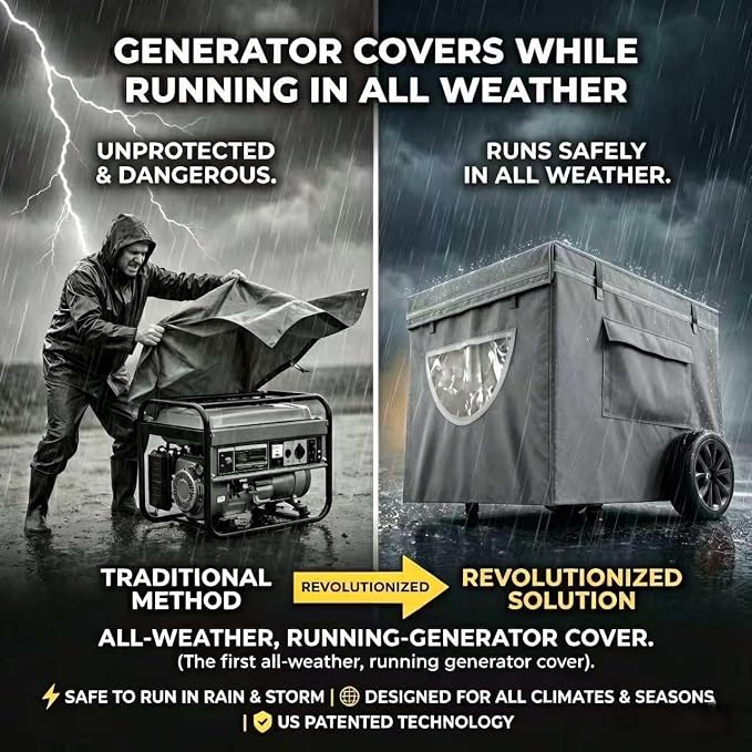 Generator Covers, Generator Covers While Running, Top Can Be Opened for Refueling, 600D Silver Coated Oxford Waterproof Cloth+200D Flexible Fabric Inner Lining, Double Layer Material