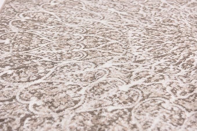 Unique Loom Sofia Collection Area Rug - Grace (3' 3" x 19' 8" Runner, Brown/ Ivory)