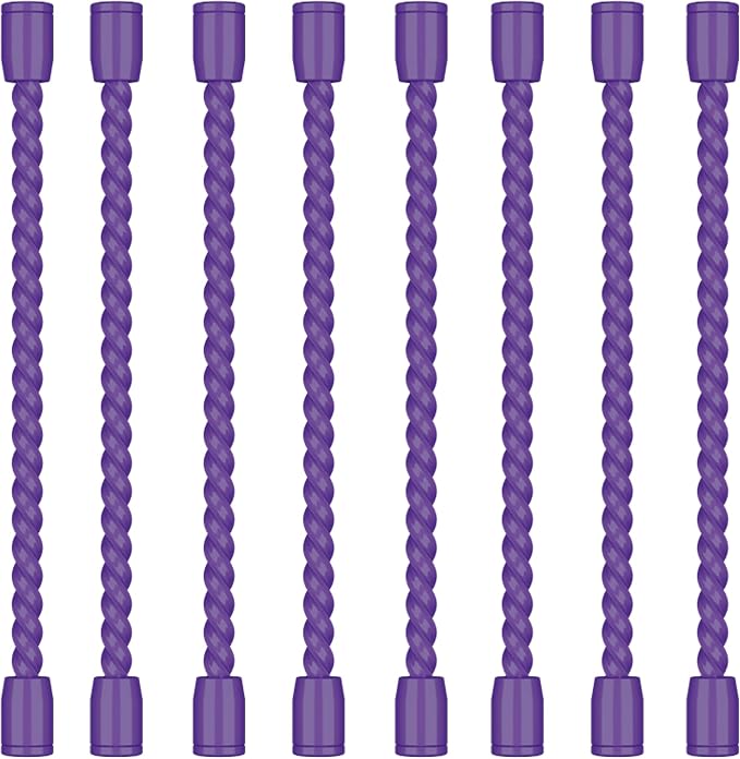 8PCS 4-Inch Silicone Cable Ties, Bendable Rubber Twist Ties, Reusable Twist Ties for Cords, gear ties for Organizing, Bundling (Purple)