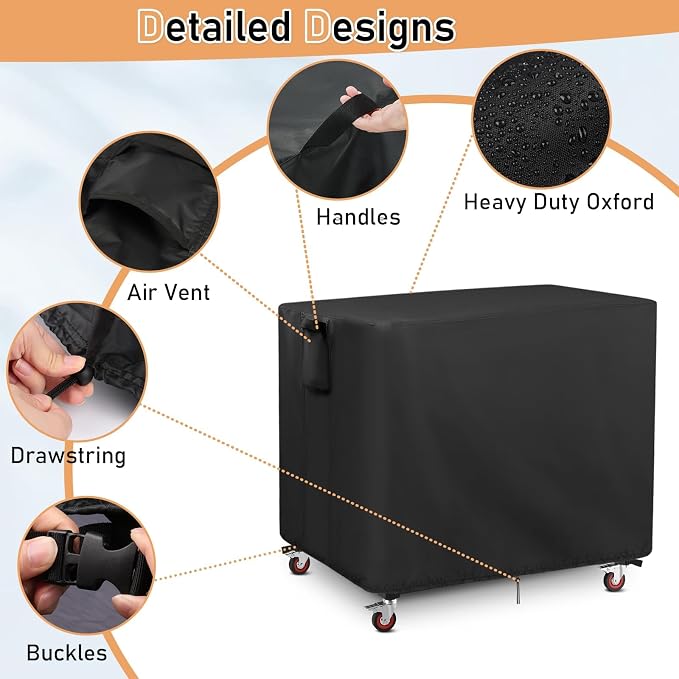 Prep Table Cover for Movable Dining Cart Table, 38inch Outdoor BBQ Cart Cover Bar Tool Cart Covers Cooler Covers - 38"L×27"W×39"H, Black
