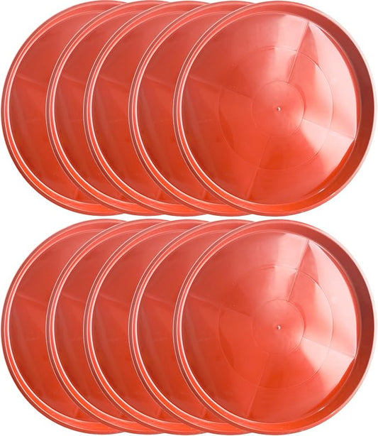 10 Pack Plant Saucer 20 Inches Plant Trays for Pots Plastic Round Drip Trays Flower Pot Saucers Black Planter Water Tray Plant Drainage Tray, Red