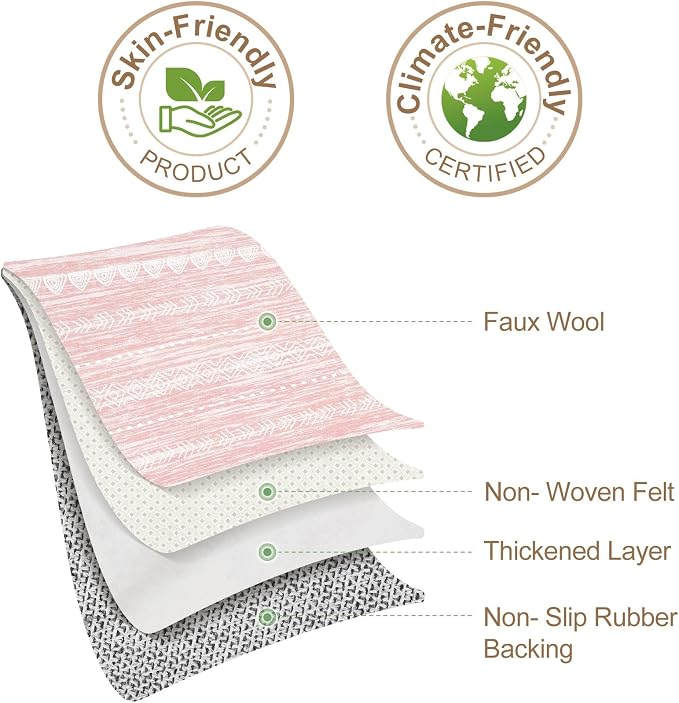 Nakagishi Boho 5x8 Area Rug Living Room Rugs Machine Washable Pink | Soft, Pet & Kid Friendly, Carpet for Living Room/Bedroom/Office/Kitchen/Nursery, Daily Home Decor Stain Resistant Moroccan