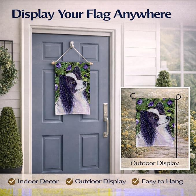 Caroline's Treasures SS8896GF Papillon Garden Flag Mailbox Flag Decorative Yard Flag Banner Outside Patio Artwork Yard Flower Beds, Garden Size, Multicolor