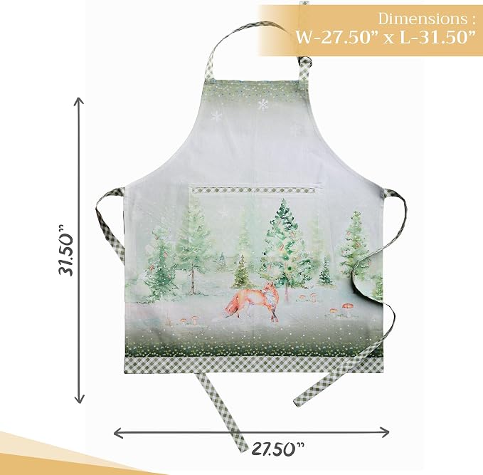 Maison d' Hermine Aprons for women with Pocket 100% Cotton (27.50"x31.50") | Adjustable Neck Strap & long ties Apron Men Chef Wedding Cooking Gardening Server Maid