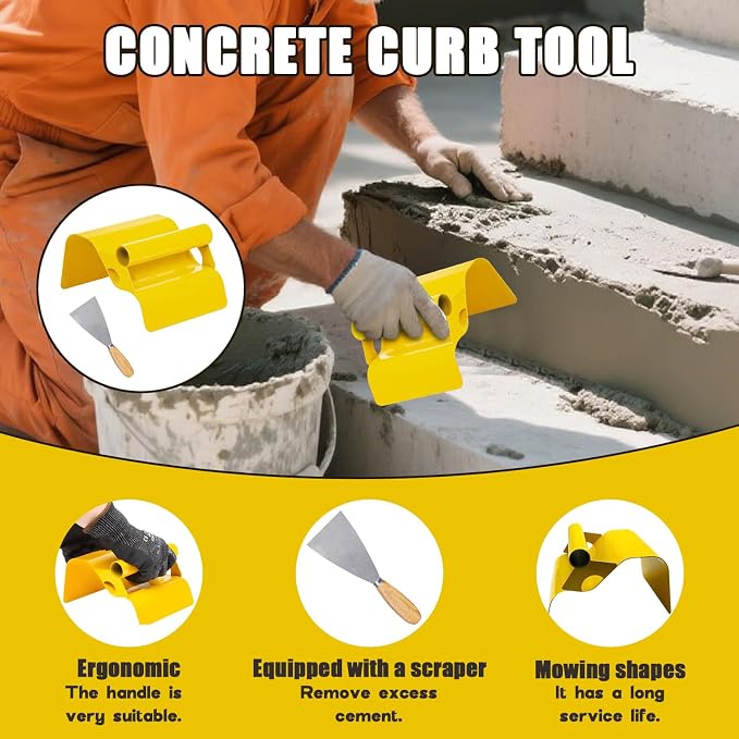 Concrete Curb Trowel, Curb Tool for Concrete Edging, Concrete Curb Machine, Landscape Curb Trowel with Putty Knife