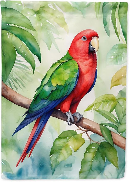 Caroline's Treasures Eclectus Parrot House Flag Large Porch Sleeve Pole Decorative Outside Yard Banner Artwork Wall Hanging, Polyester, House Size, Multicolor