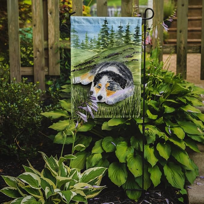 Caroline's Treasures SS8283GF Australian Shepherd Garden Flag Mailbox Flag Decorative Yard Flag Banner Outside Patio Artwork Yard Flower Beds, Garden Size, Multicolor
