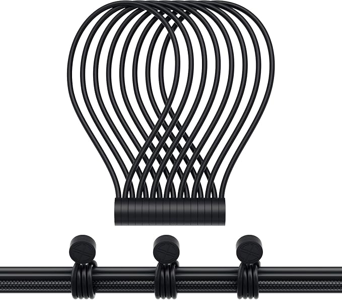 Magnetic Twist Ties, Reusable Silicone Cable Ties with Strong Magnet for Bundling and Organizing,Cord Wrap Clip Straps for Home or Office (Black-8 Packs)