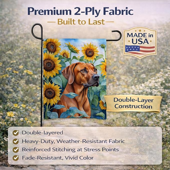 Caroline's Treasures DAC6149GF Rhodesian Ridgeback in Sunflowers Garden Flag Mailbox Flag Decorative Yard Flag Banner Outside Patio Artwork Yard Flower Beds, Garden Size, Multicolor