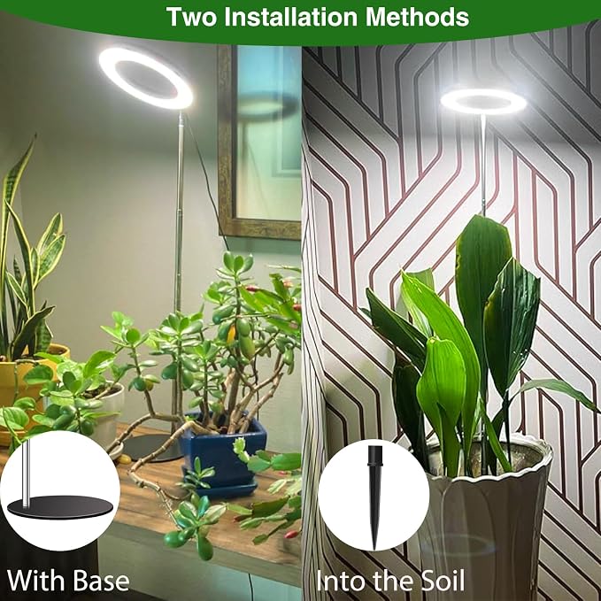 Aokrean Grow Lights for Indoor Plants, 6.3in Full Spectrum Growing Lamp | 80 LEDs Black 1-Pack, 2 Installation Ways, 9.8-37.4 in Height Adjustable, 3 Lighting Modes, Timer 6/12/16Hrs, 5 Brightness