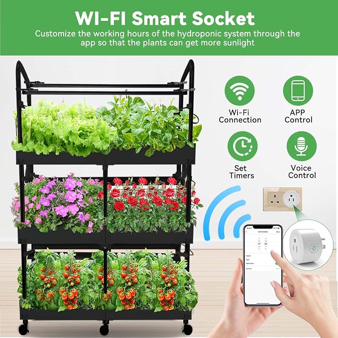 3-Tier Hydroponics Growing System, 88 Pods with LED Grow Lights | 3-tier, dual pump, dual medium, 88 pods, full spectrum LED, auto timer, grows herbs veggies microgreens year round