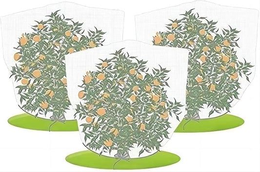 Agfabric Bird Netting 96" Hx84 W Garden Netting Insect Pest Barrier,Plant Cover Fruit Tree Netting Mesh Protection Bag with Drawstring,White,3 Pack