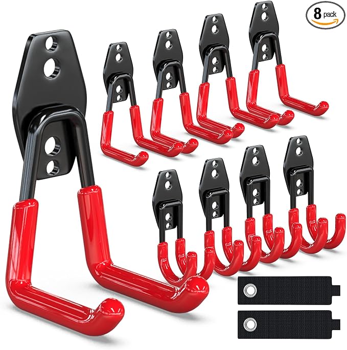 3-H Garden Hose Holder Wall Mount 4 Pack Solid Steel 2.8 Inch,4 Pack 2.5 Inch Compact Hose Hanger Heavy Duty Water Hose Holders for Outside,Red