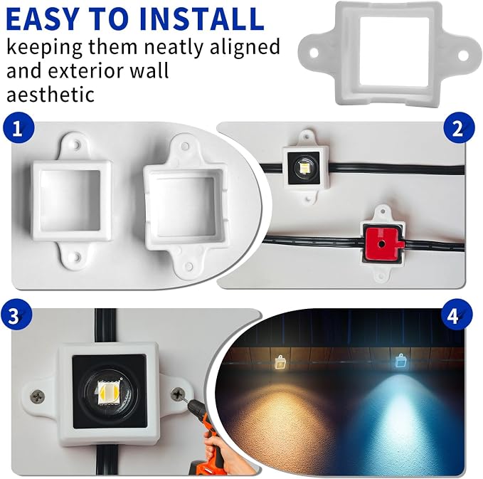 40 Light Clips for Govee Permanent Outdoor Lights Compatible with H705 H805 Non-pro Version Outdoor Light Mounting Bracket Clips & Screws (White)