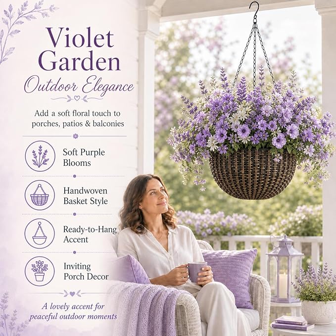 10" Self Watering Bronze Hanging Basket Flower Planter