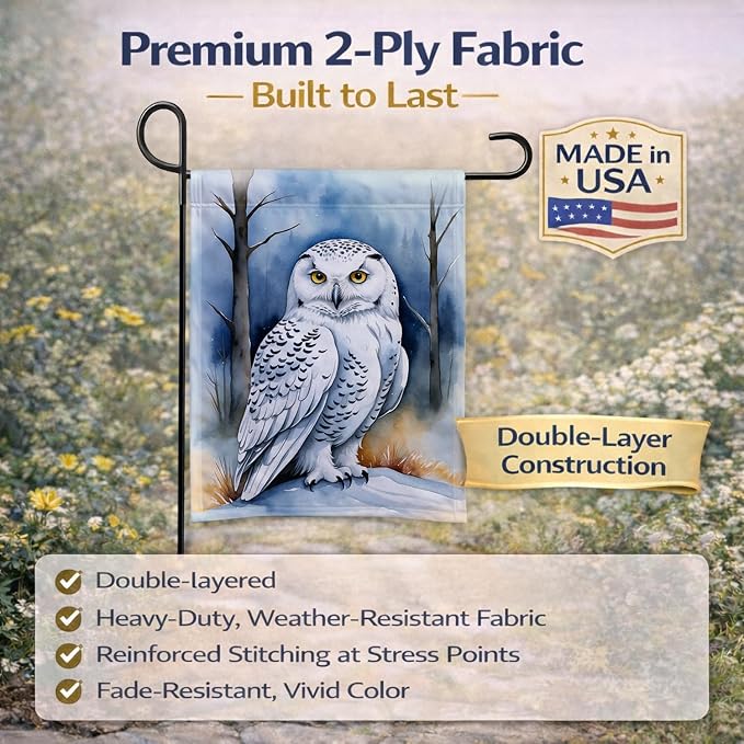 Caroline's Treasures Snowy Owl Garden Flag Mailbox Flag Decorative Yard Flag Banner Outside Patio Artwork Yard Flower Beds, Garden Size, Multicolor