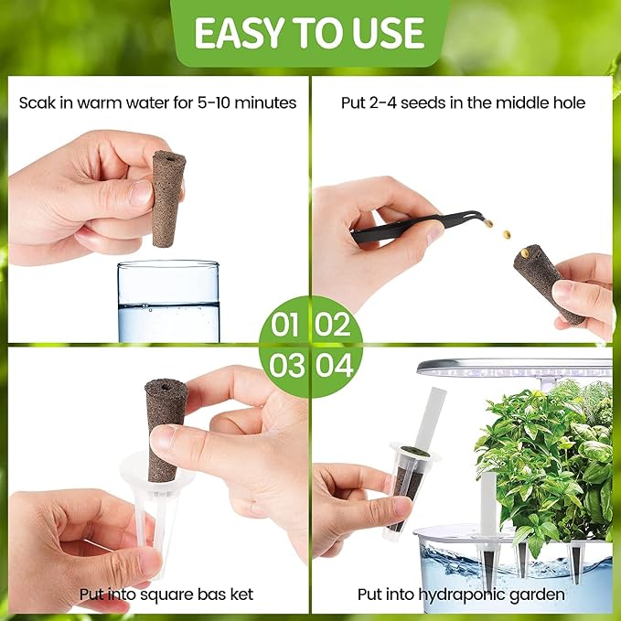 Grow Sponges, Replacement Root Growth Sponges Seed Pods Compatible with AeroGarden, Seedling Starter Sponges Kit for Hydroponic Indoor Garden System (40pcs Set)