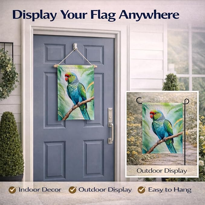 Caroline's Treasures African Ringneck Parrot Garden Flag Mailbox Flag Decorative Yard Flag Banner Outside Patio Artwork Yard Flower Beds, Garden Size, Multicolor