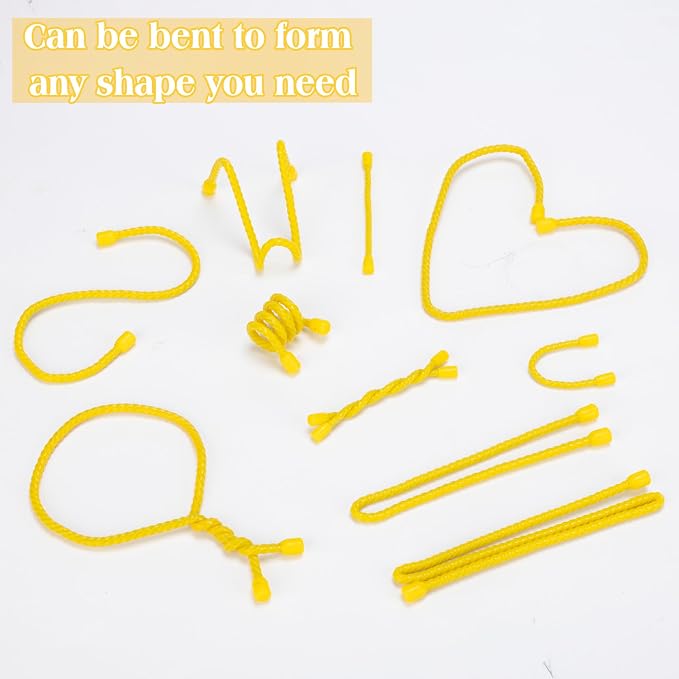 24PCS 4-Inch, 12-Inch, 18-Inch Silicone Cable Ties, Bendable Rubber Twist Ties, Reusable Twist Ties for Cords, gear ties for Organizing, Bundling (Yellow)