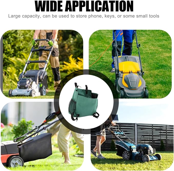 ORFOFE Large Capacity Lawn Mower Storage Bag Adjustable Oxford Fabric Mower Tool Organizer Detachable Garden Accessory Pouch for Outdoor Power Tools