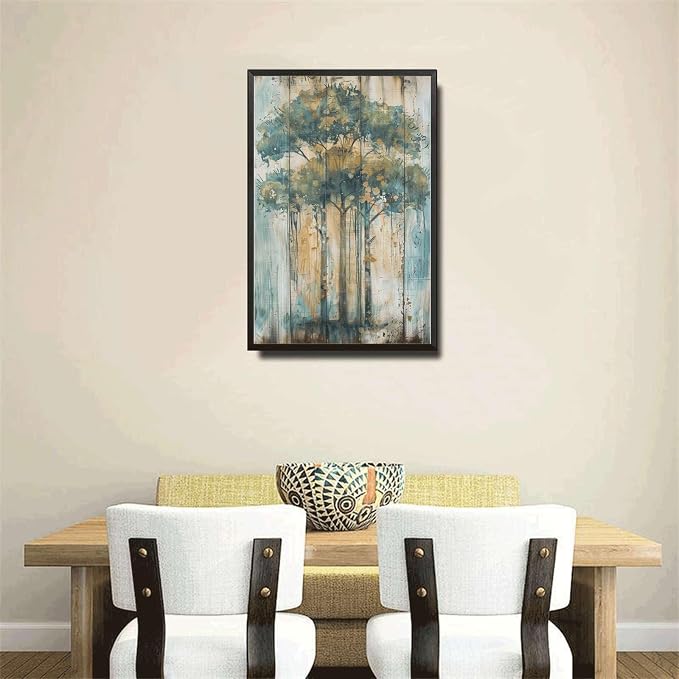 Metal Sign Tin Sign Vintage Wall Art Shabby Chic Umbrella Tree Tin Sign for Vintage Wall Art Rustic Home Decor and Distressed Wood Pan Metal Garden Sign for Bar 8×12 Inches with Metal Frame