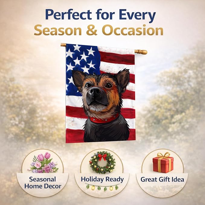 Caroline's Treasures CK6673CHF Murcian Ratter Dog American Flag House Flag Large Porch Sleeve Pole Decorative Outside Yard Banner Artwork Wall Hanging, Polyester, House Size, Multicolor