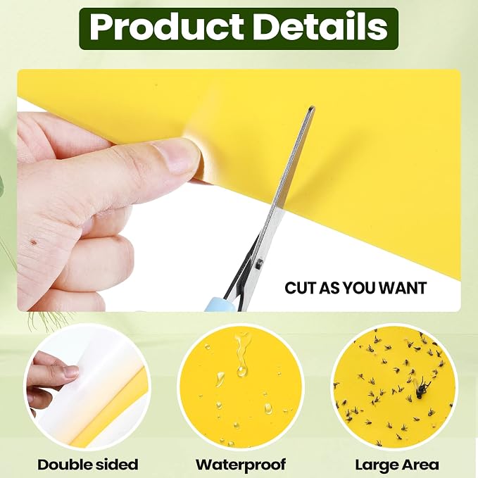 Qualirey 500 Pcs 6x8 Inch Yellow Sticky Traps for Gnats, Dual-Sided Sticky Gnat Traps for Indoor Outdoor, Fly Catcher for Fungus Gnats, Fruit Flies, Whiteflies– Bulk Pack with Twist Ties